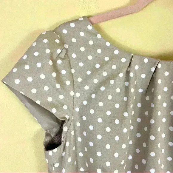 Comma, Tan Polka Dot “50’s” Scoop Neck Belted Sheath Mini Lined Dress (EU38/US8) - Picture 9 of 11